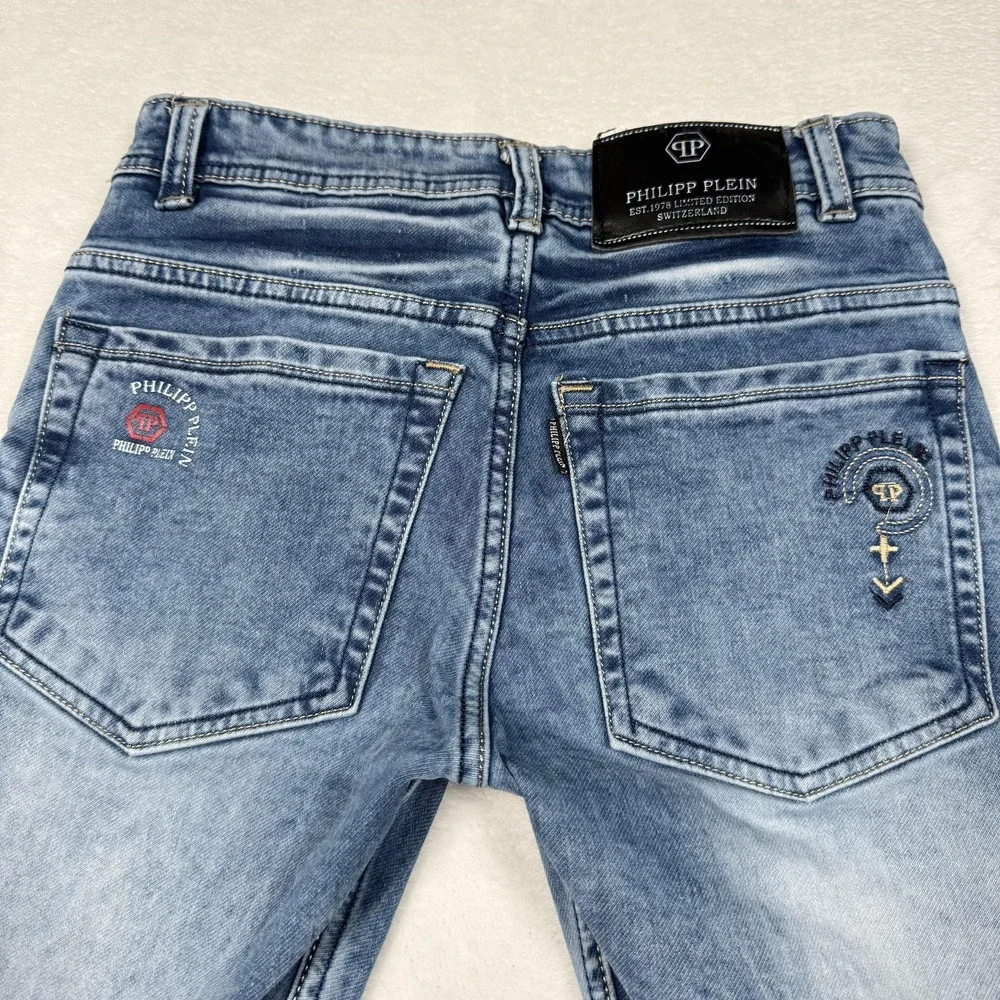 Philipp Plein Jeans Girls 10 Blue Slim Straight‎ Denim Limited Edition Jeans
